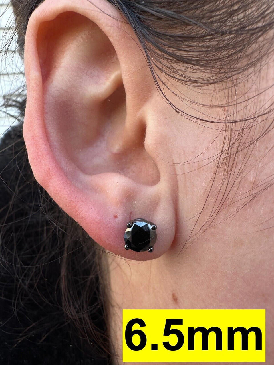 Black MOISSANITE Solitaire Stud Earrings - Black Rhodium Over 925 Silver - 3mm-8mm - 0.2-4ct