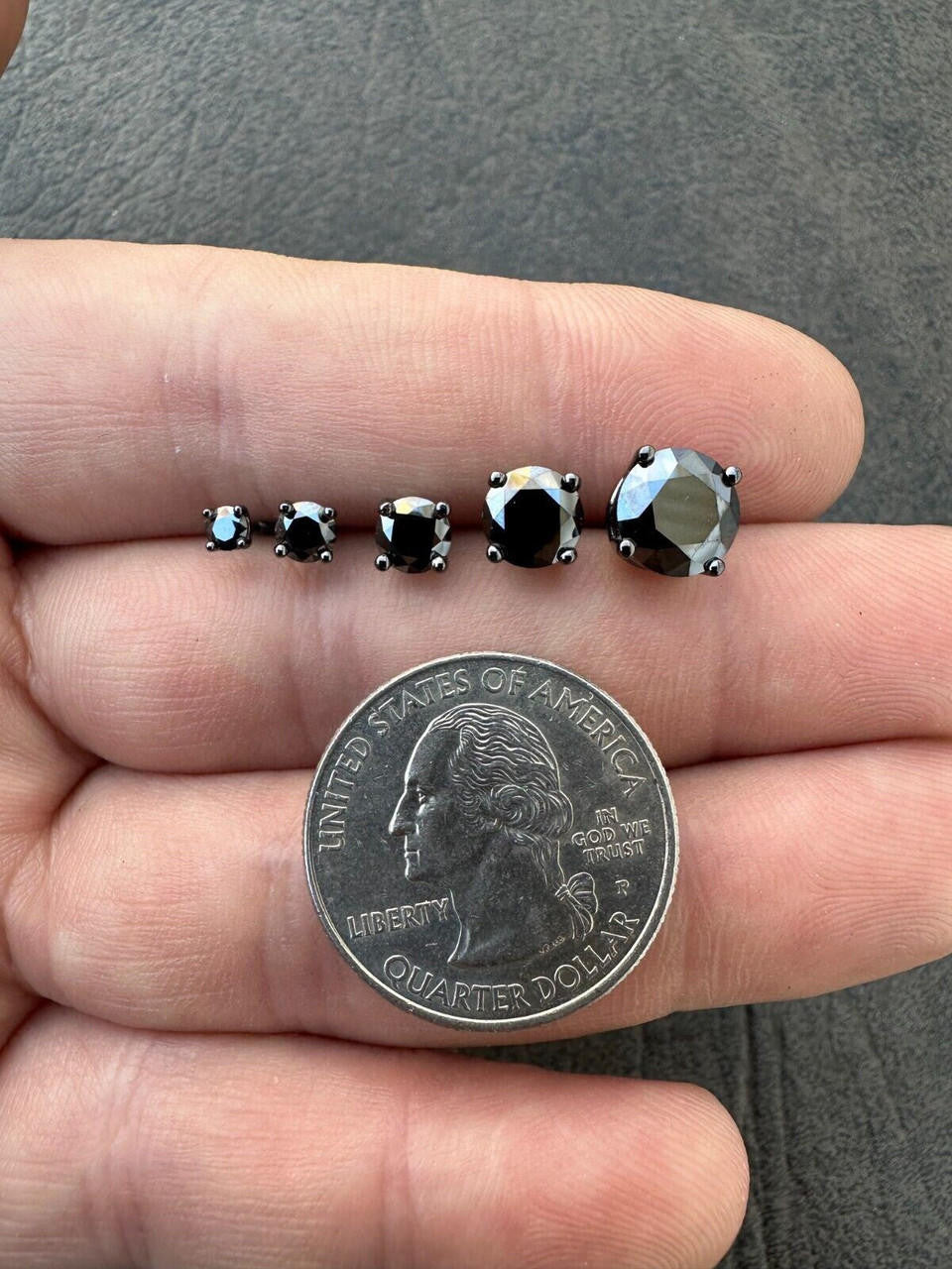 Black MOISSANITE Solitaire Stud Earrings - Black Rhodium Over 925 Silver - 3mm-8mm - 0.2-4ct