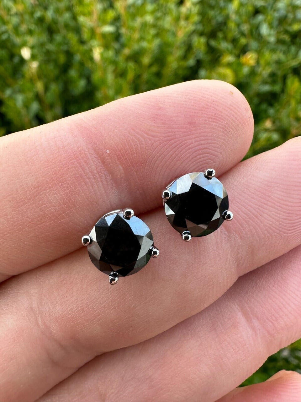 Black MOISSANITE Solitaire Stud Earrings - 925 Silver - 3mm-8mm - 0.2-4ct