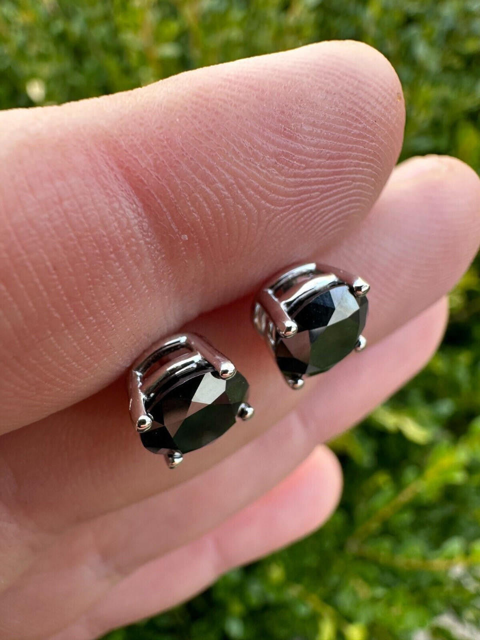 Black MOISSANITE Solitaire Stud Earrings - 925 Silver - 3mm-8mm - 0.2-4ct