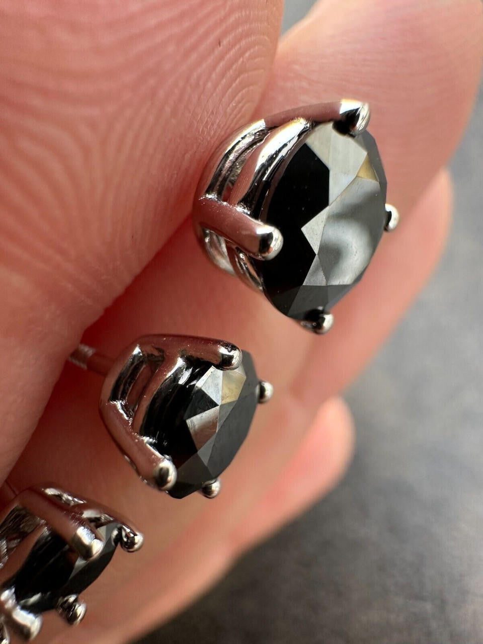 Black MOISSANITE Solitaire Stud Earrings - 925 Silver - 3mm-8mm - 0.2-4ct