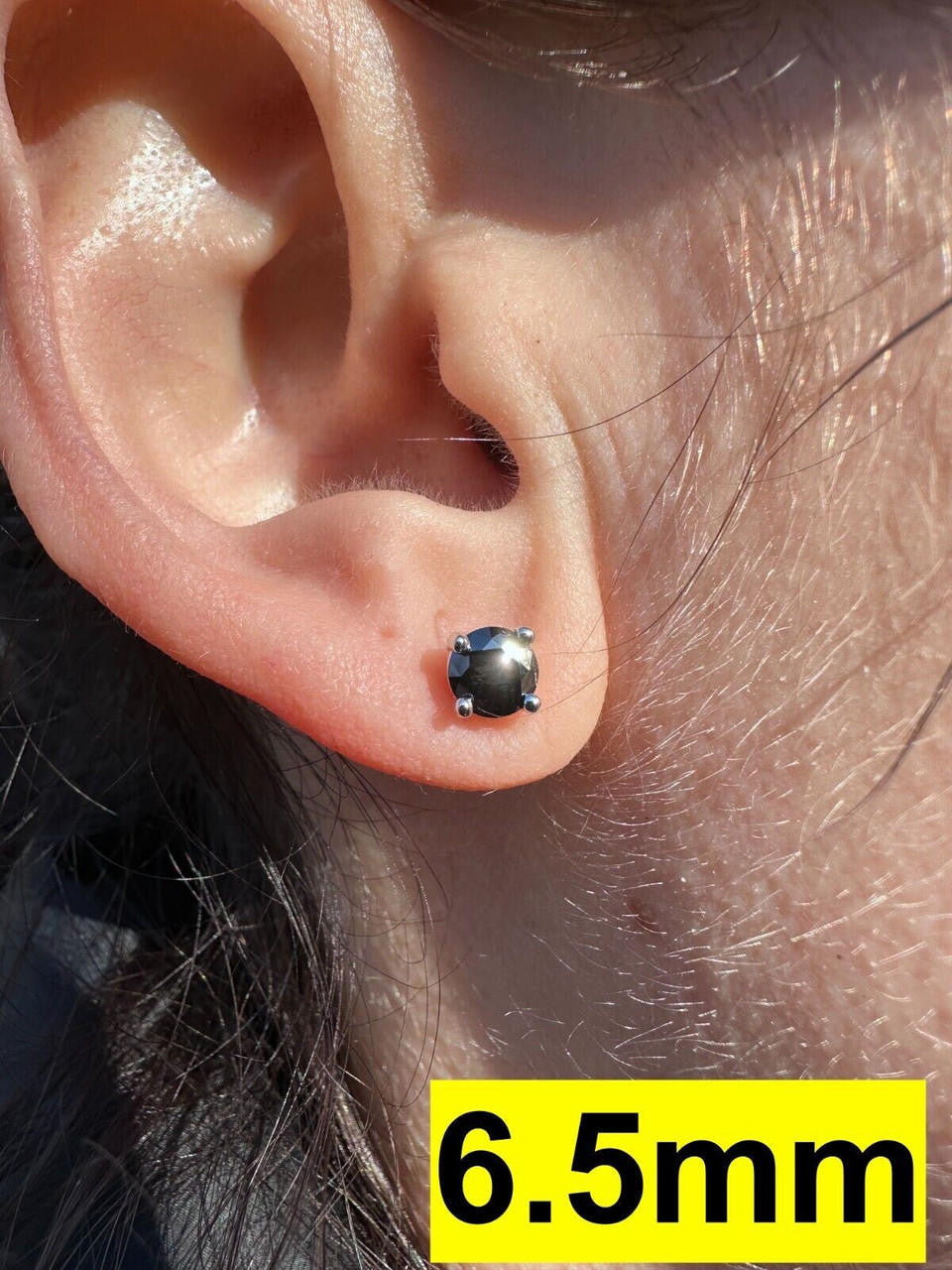 Black MOISSANITE Solitaire Stud Earrings - 925 Silver - 3mm-8mm - 0.2-4ct