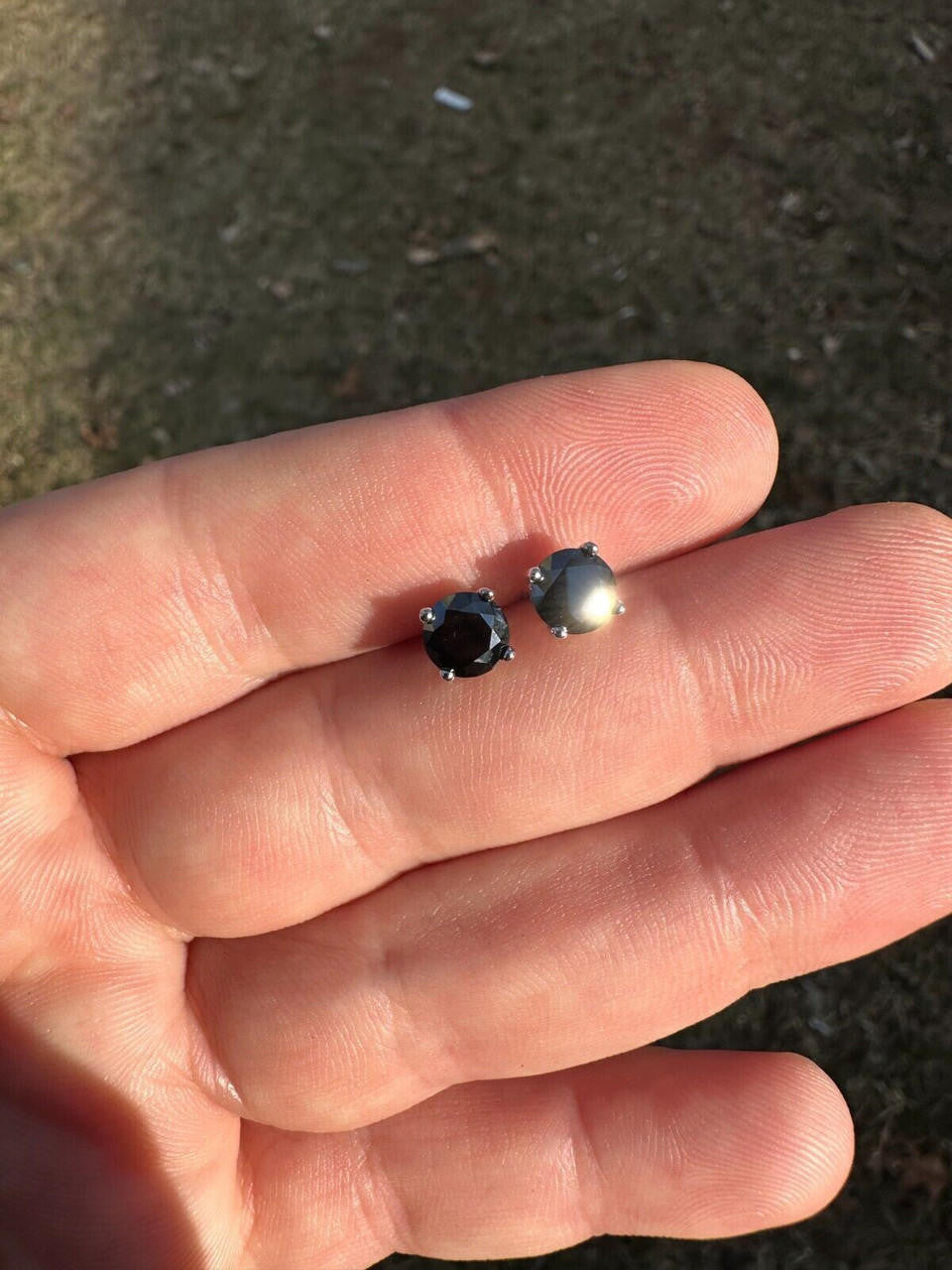 Black MOISSANITE Solitaire Stud Earrings - 925 Silver - 3mm-8mm - 0.2-4ct
