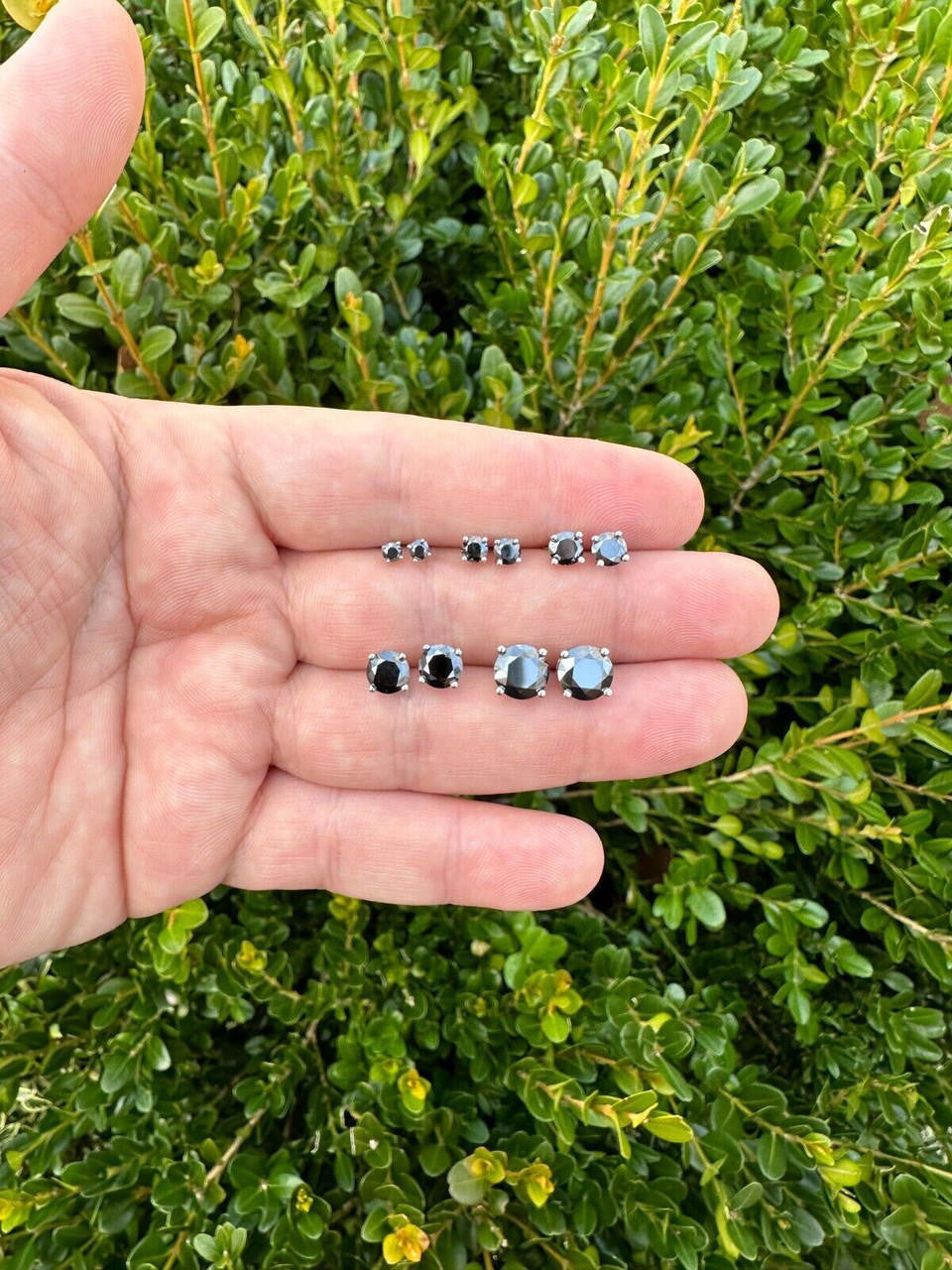Black MOISSANITE Solitaire Stud Earrings - 925 Silver - 3mm-8mm - 0.2-4ct