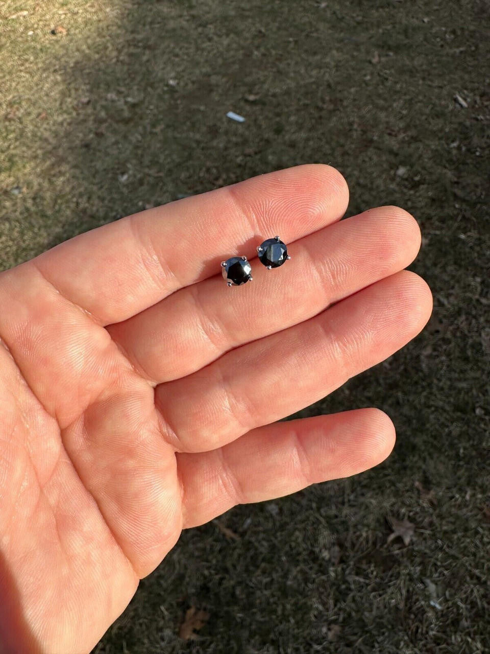 Black MOISSANITE Solitaire Stud Earrings - 925 Silver - 3mm-8mm - 0.2-4ct