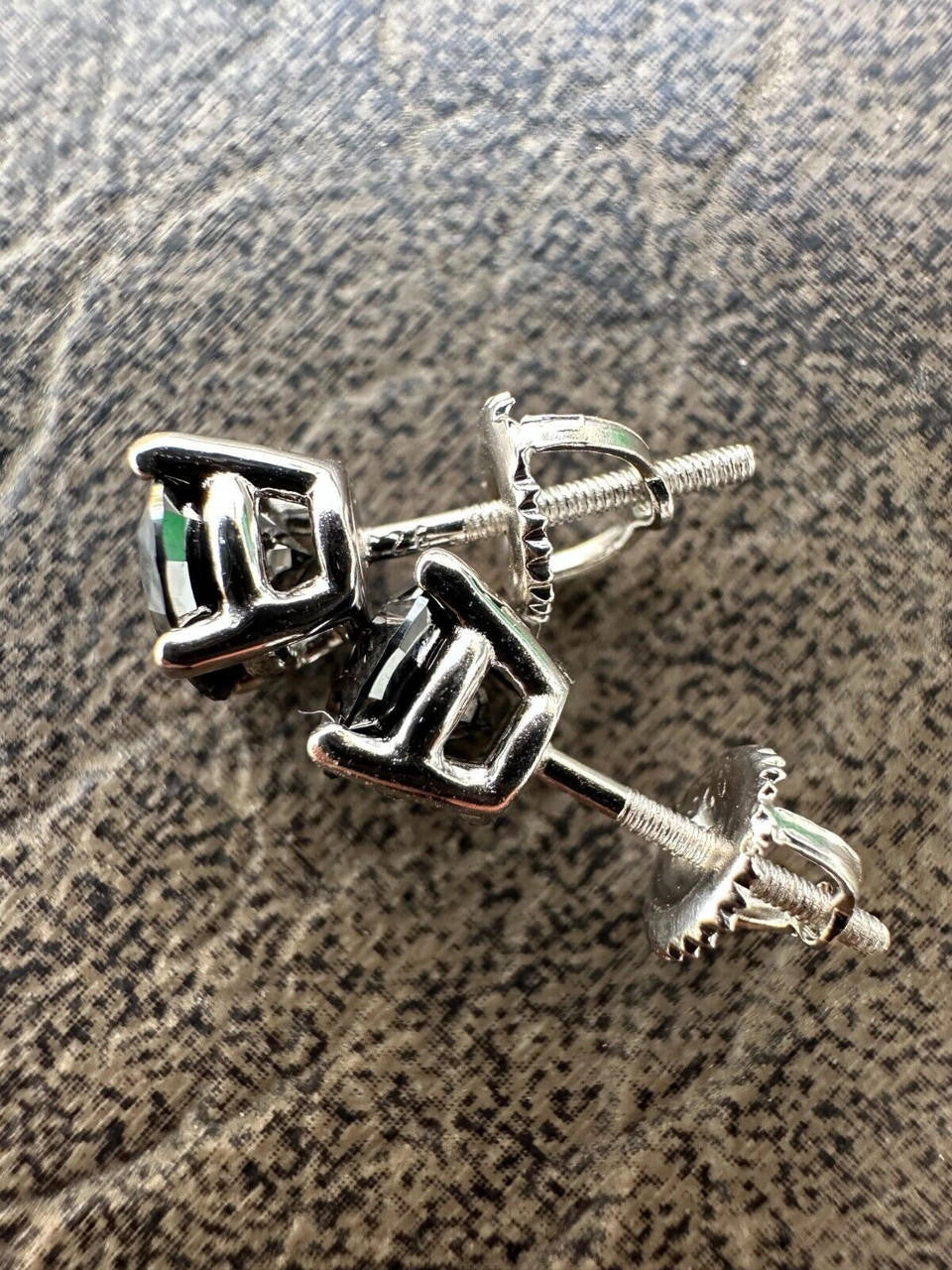 Black MOISSANITE Solitaire Stud Earrings - 925 Silver - 3mm-8mm - 0.2-4ct