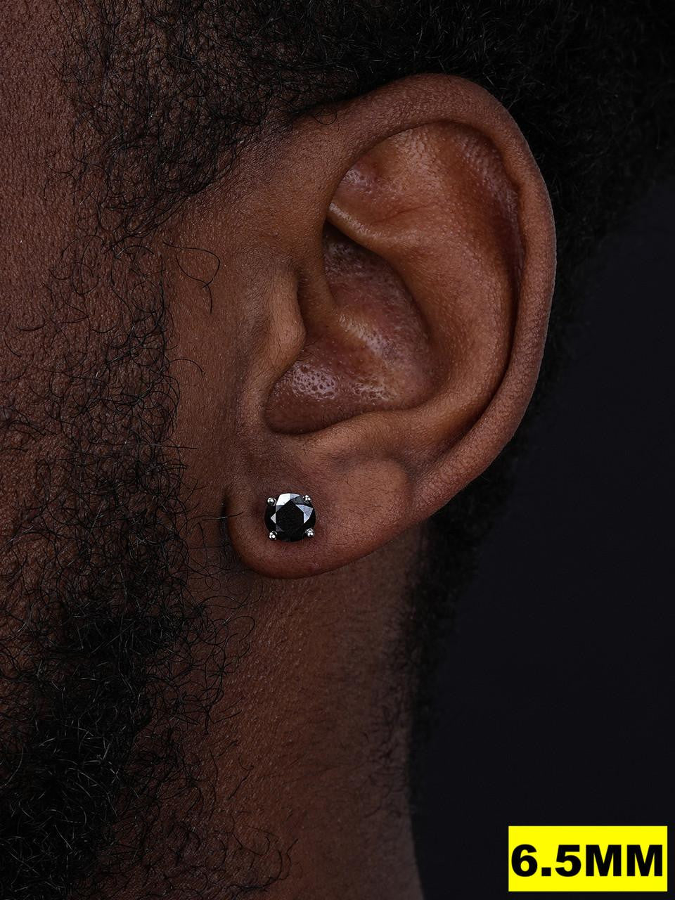 Black MOISSANITE Solitaire Stud Earrings - 925 Silver - 3mm-8mm - 0.2-4ct