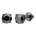 Black MOISSANITE Solitaire Stud Earrings - Black Rhodium Over 925 Silver - 3mm-8mm - 0.2-4ct
