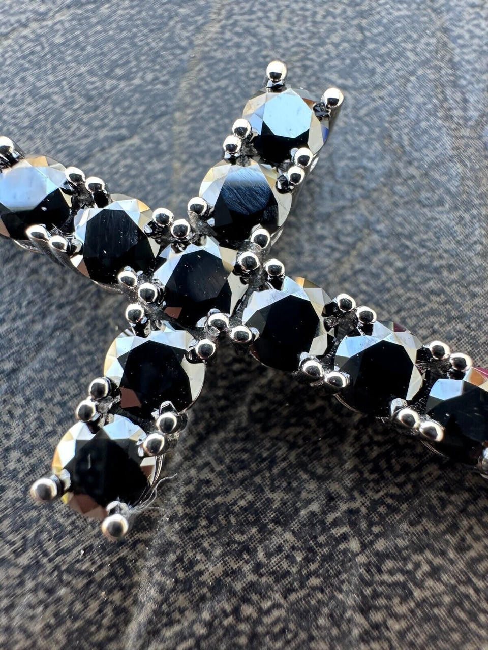 Black MOISSANITE Tennis Cross - 925 Silver - 5 Sizes 0.75"-2.25"