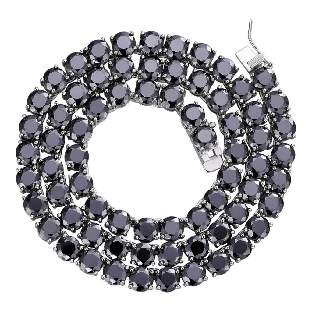 Black MOISSANITE Tennis Chain Necklace Iced Out - 925 Silver - 7mm - 16"-28"