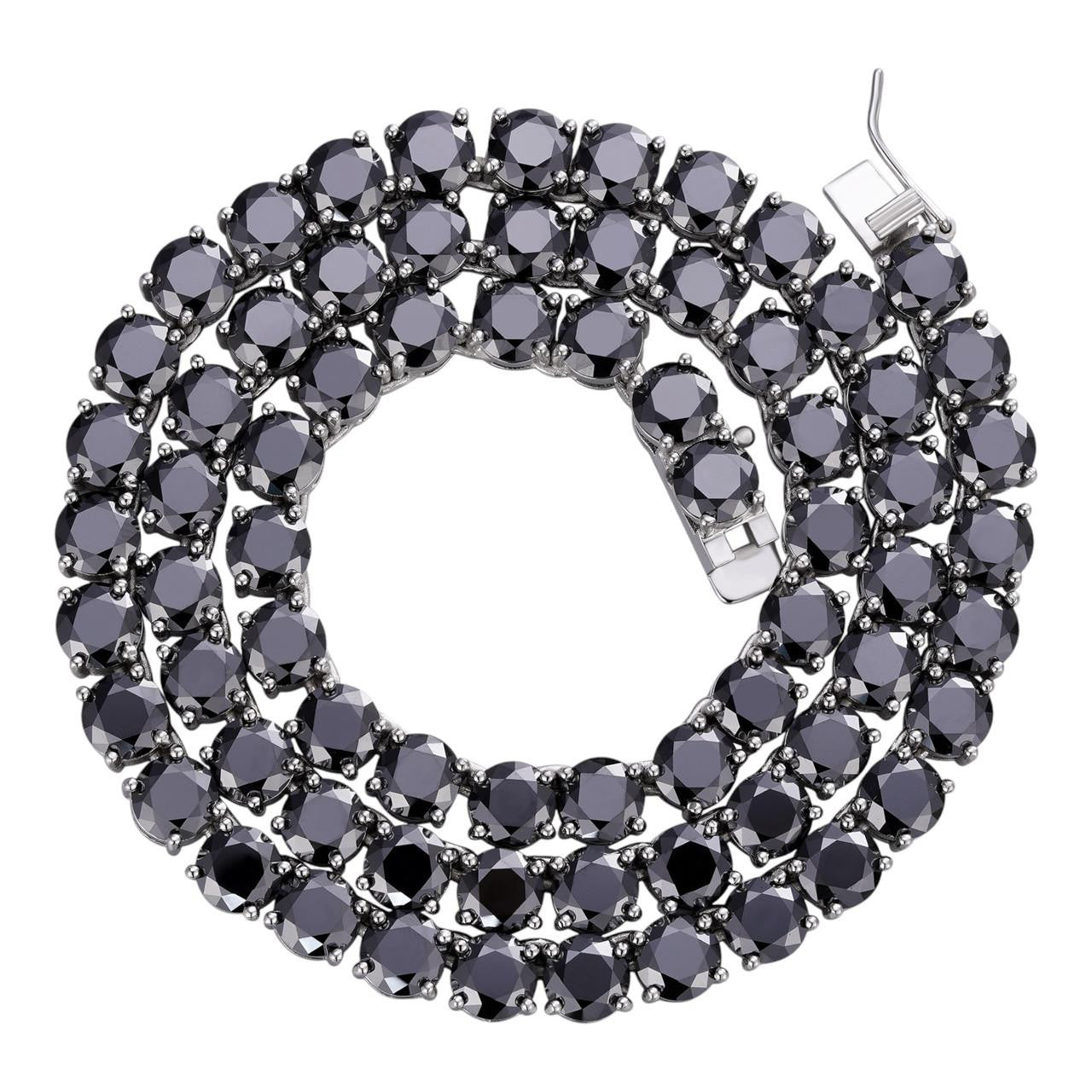 Black MOISSANITE Tennis Chain Necklace Iced Out - 925 Silver - 7mm - 16"-28"