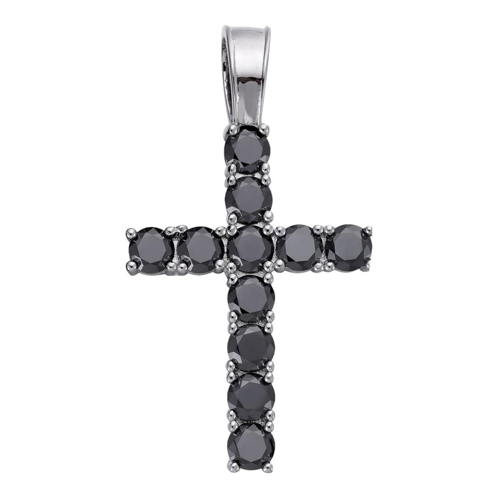 Black MOISSANITE Tennis Cross - 925 Silver - 5 Sizes 0.75"-2.25"