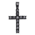 Black MOISSANITE Tennis Cross - Black Rhodium Over 925 Silver - 5 Sizes 0.75"-2.25"