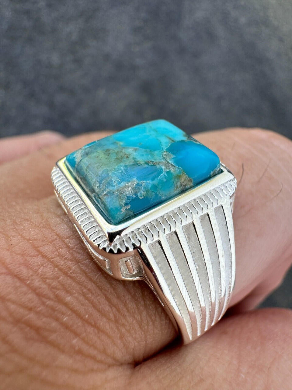 Game Of Thrones Ring - 925 Silver - Genuine Blue Turquoise Stone