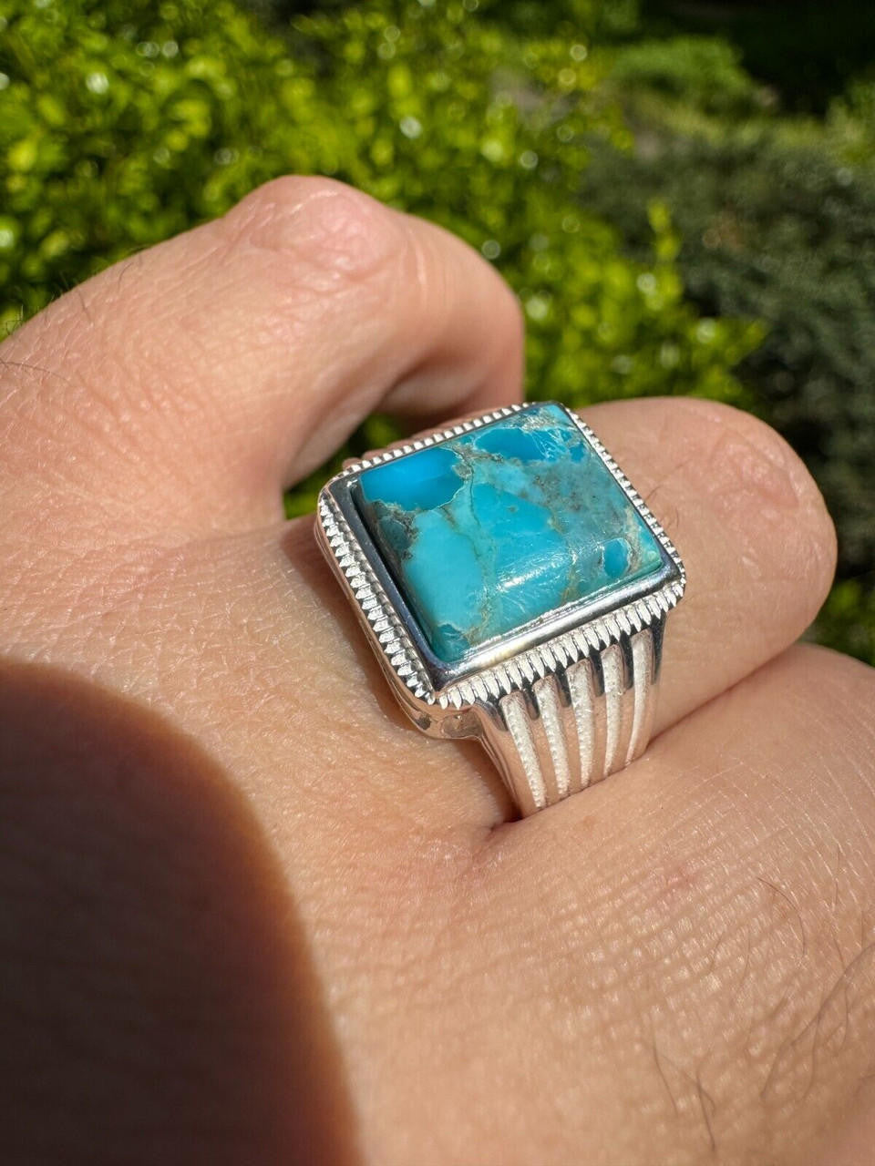 Game Of Thrones Ring - 925 Silver - Genuine Blue Turquoise Stone