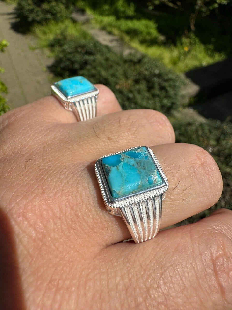 Game Of Thrones Ring - 925 Silver - Genuine Blue Turquoise Stone