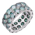 Blue Green Moissanite Double Row Eternity Ring - Natural 925 Silver