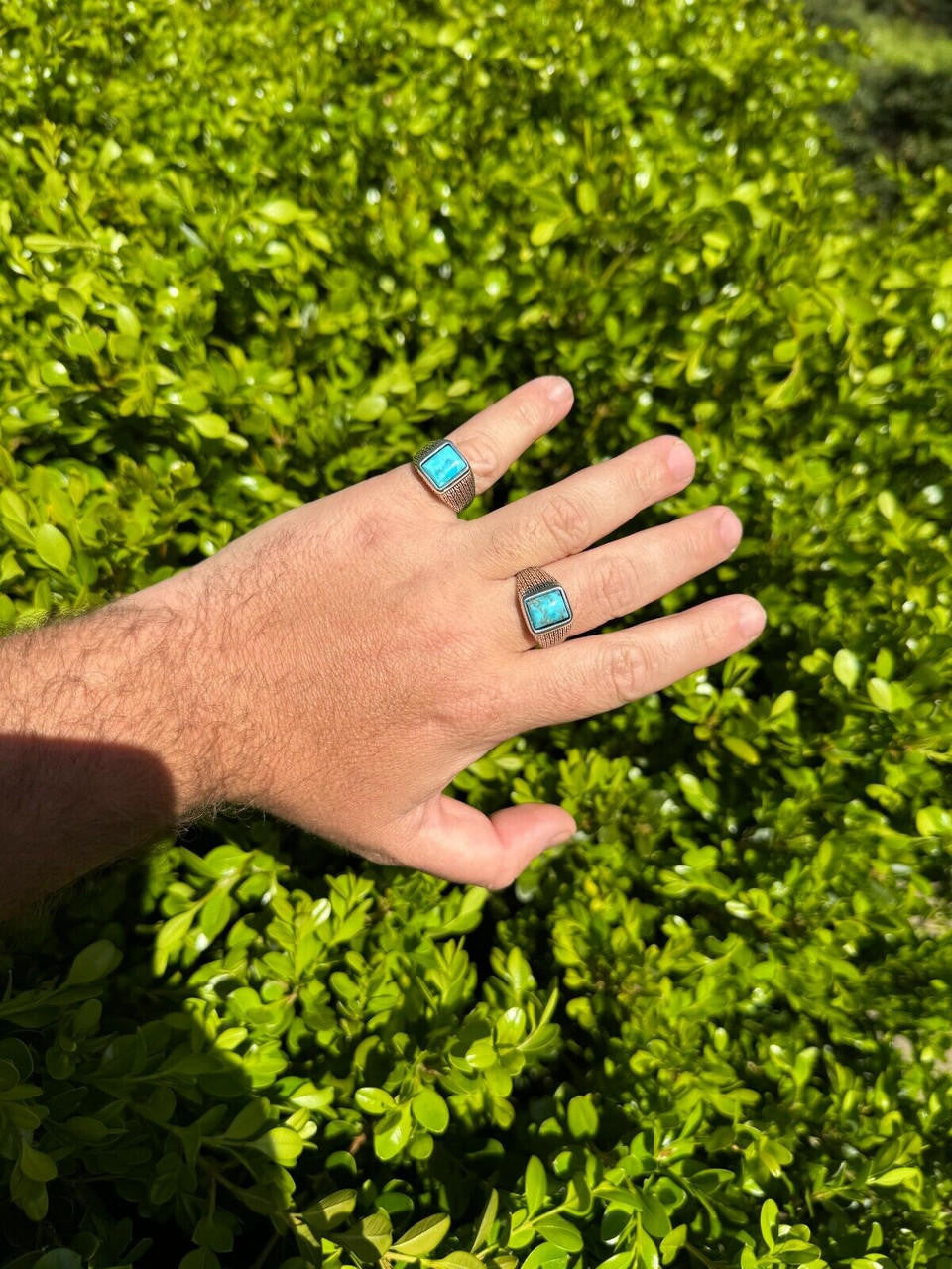 NYC Blue Vision Ring - 925 Silver Oxidized - Genuine Blue Turquoise Stone