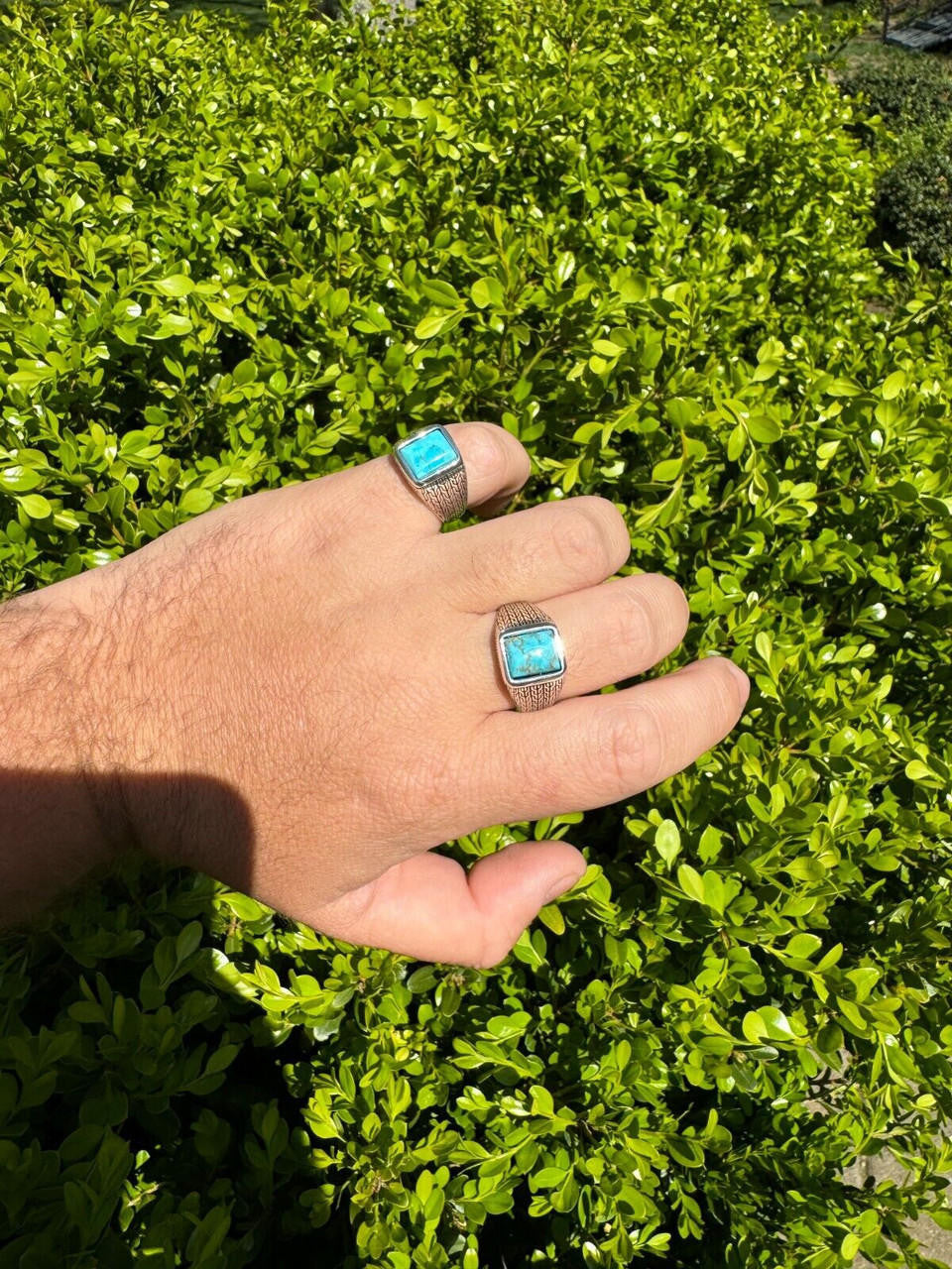 NYC Blue Vision Ring - 925 Silver Oxidized - Genuine Blue Turquoise Stone