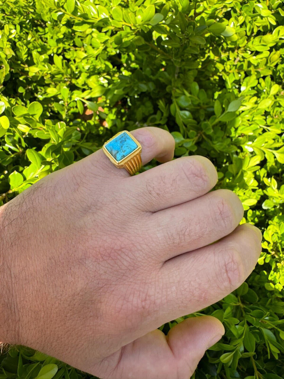 Game Of Thrones Ring - 14k Gold Vermeil 925 Silver - Genuine Blue Turquoise Stone