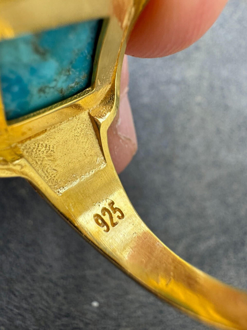 Game Of Thrones Ring - 14k Gold Vermeil 925 Silver - Genuine Blue Turquoise Stone