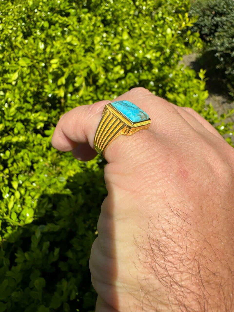 Game Of Thrones Ring - 14k Gold Vermeil 925 Silver - Genuine Blue Turquoise Stone
