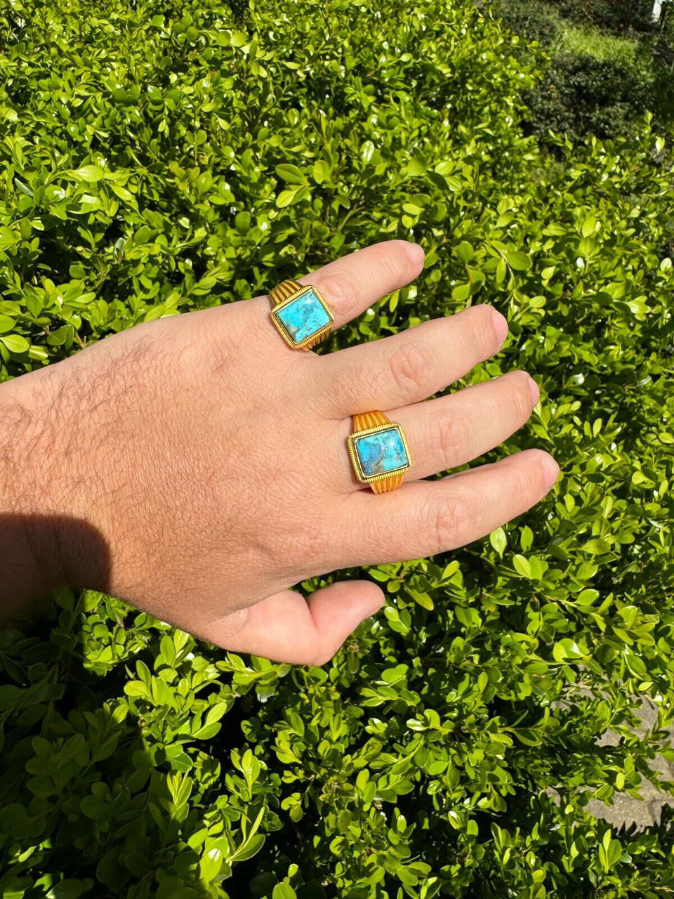 Game Of Thrones Ring - 14k Gold Vermeil 925 Silver - Genuine Blue Turquoise Stone