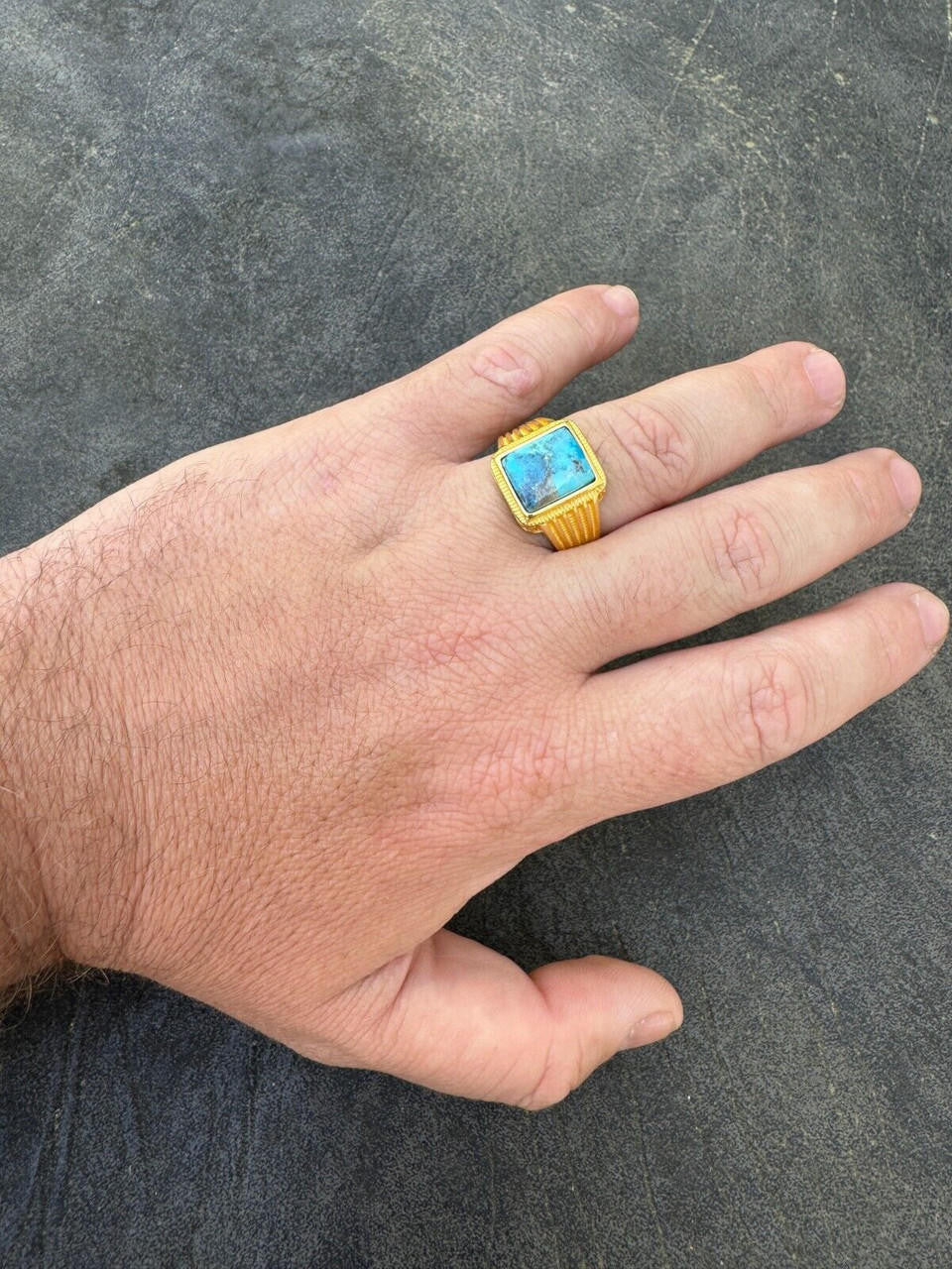 Game Of Thrones Ring - 14k Gold Vermeil 925 Silver - Genuine Blue Turquoise Stone