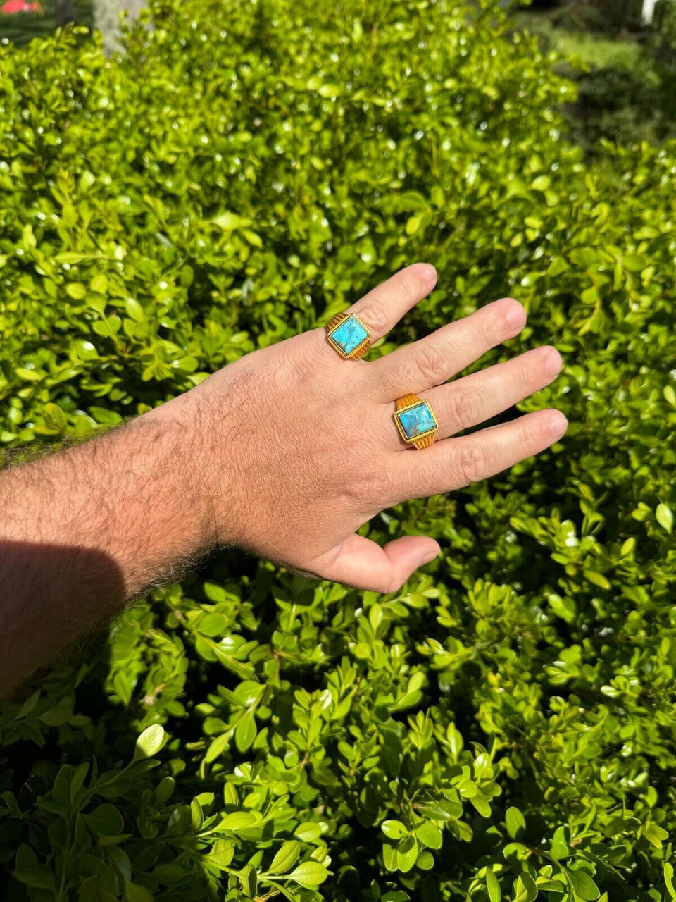 Game Of Thrones Ring - 14k Gold Vermeil 925 Silver - Genuine Blue Turquoise Stone