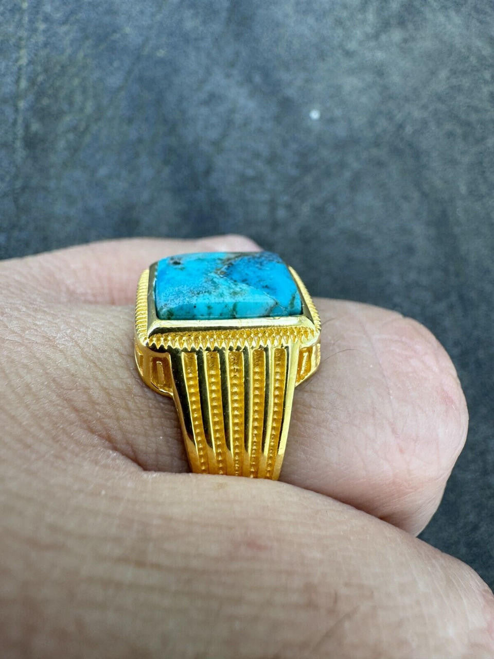 Game Of Thrones Ring - 14k Gold Vermeil 925 Silver - Genuine Blue Turquoise Stone
