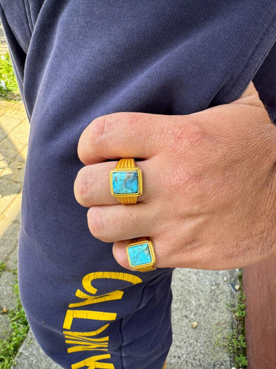 Game Of Thrones Ring - 14k Gold Vermeil 925 Silver - Genuine Blue Turquoise Stone