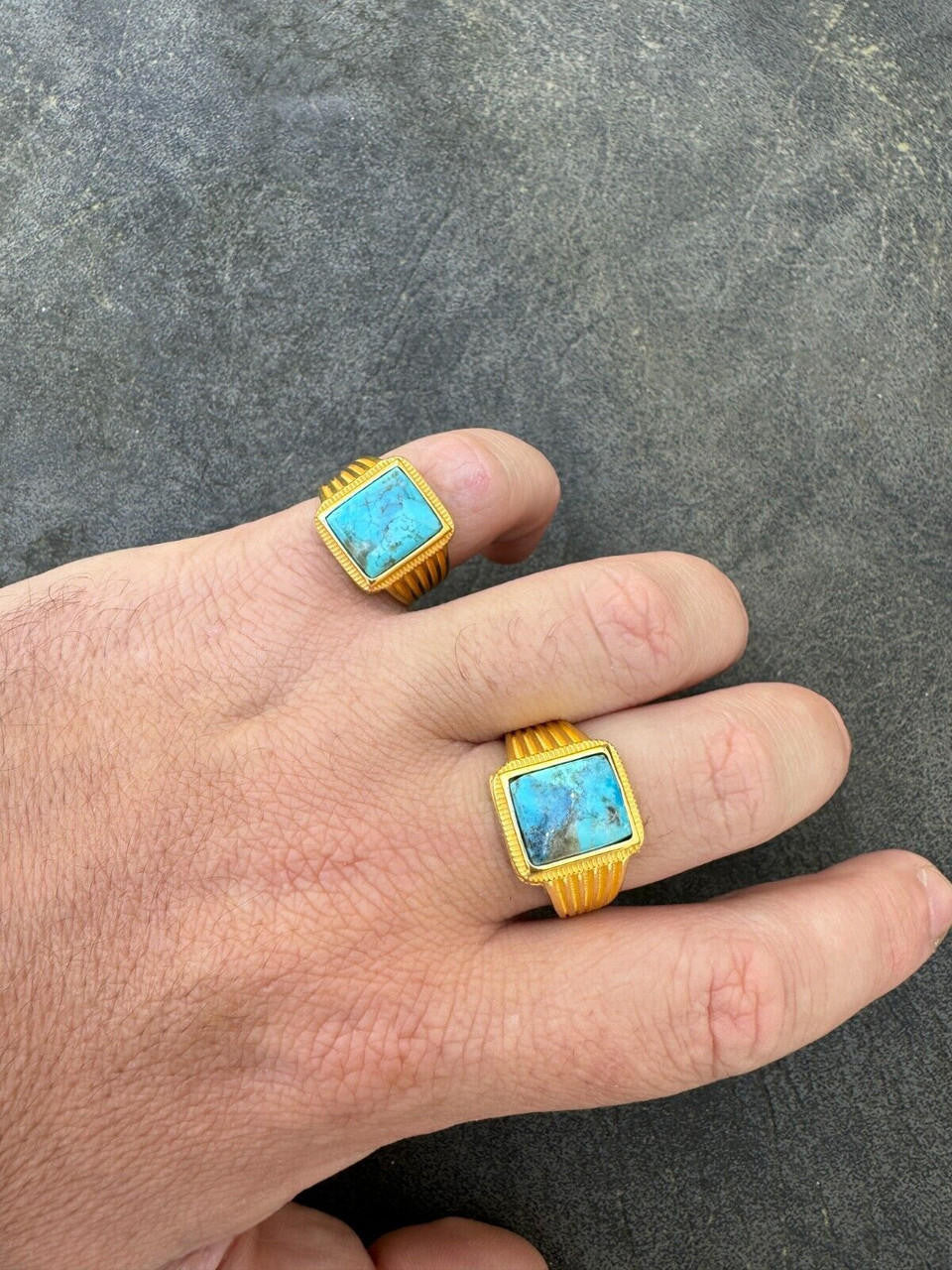 Game Of Thrones Ring - 14k Gold Vermeil 925 Silver - Genuine Blue Turquoise Stone