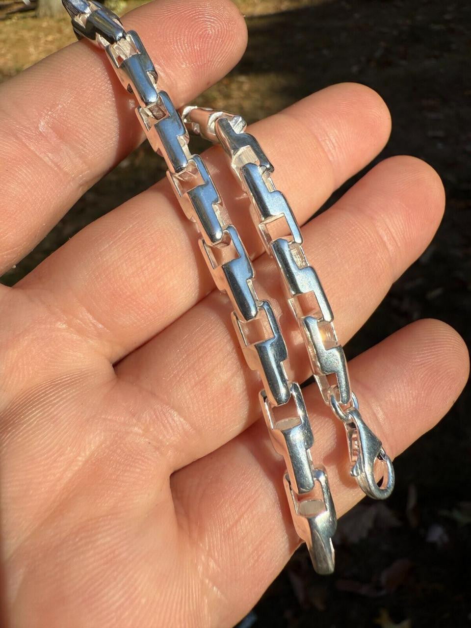 Bullet Rolo Chain Bracelet - 925 Sterling Silver - 7"-9" - 6mm