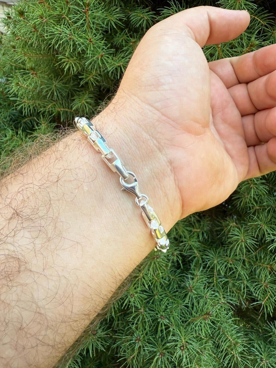 Bullet Rolo Chain Bracelet - 925 Sterling Silver - 7"-9" - 6mm