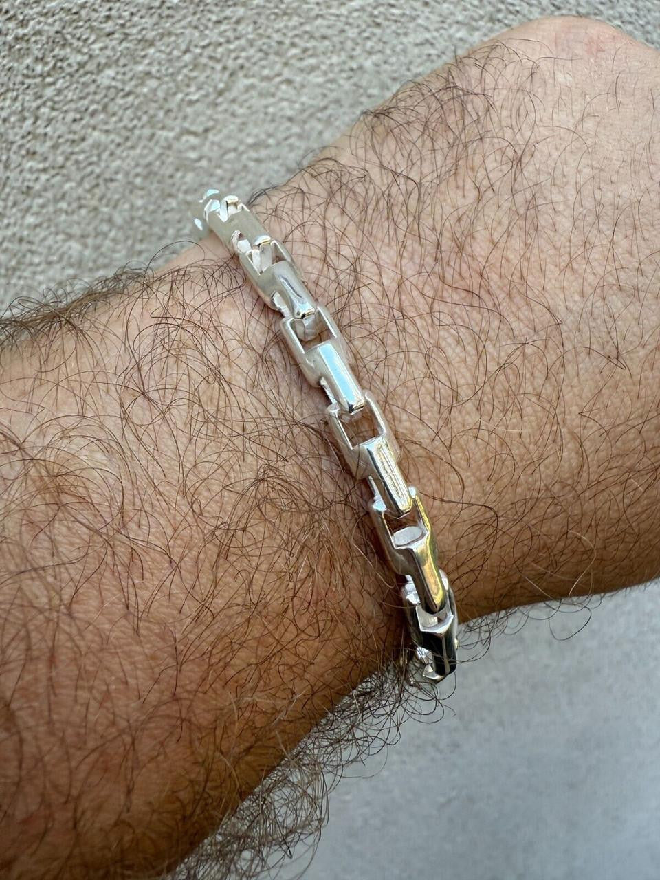 Bullet Rolo Chain Bracelet - 925 Sterling Silver - 7"-9" - 6mm