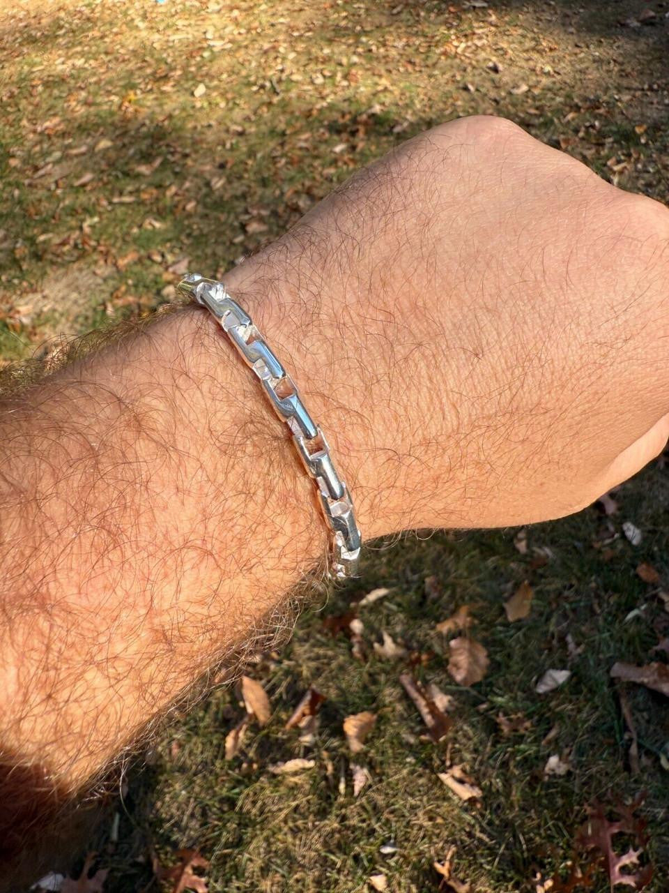 Bullet Rolo Chain Bracelet - 925 Sterling Silver - 7"-9" - 6mm