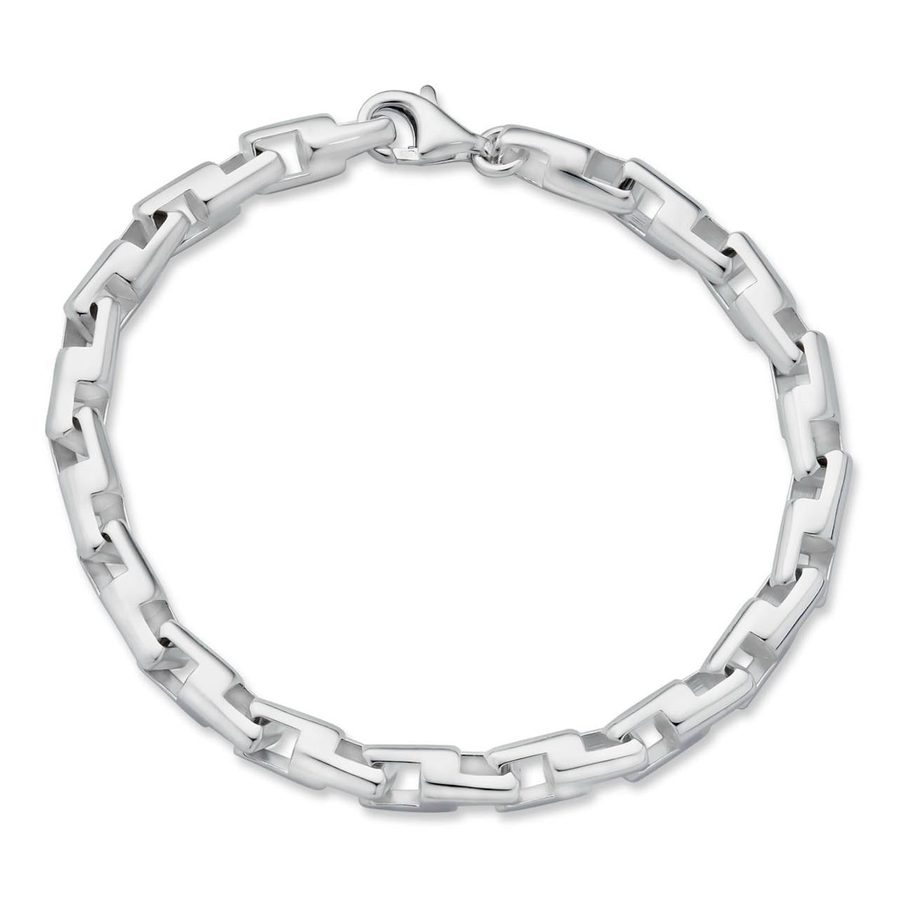 Bullet Rolo Chain Bracelet - 925 Sterling Silver - 7"-9" - 6mm