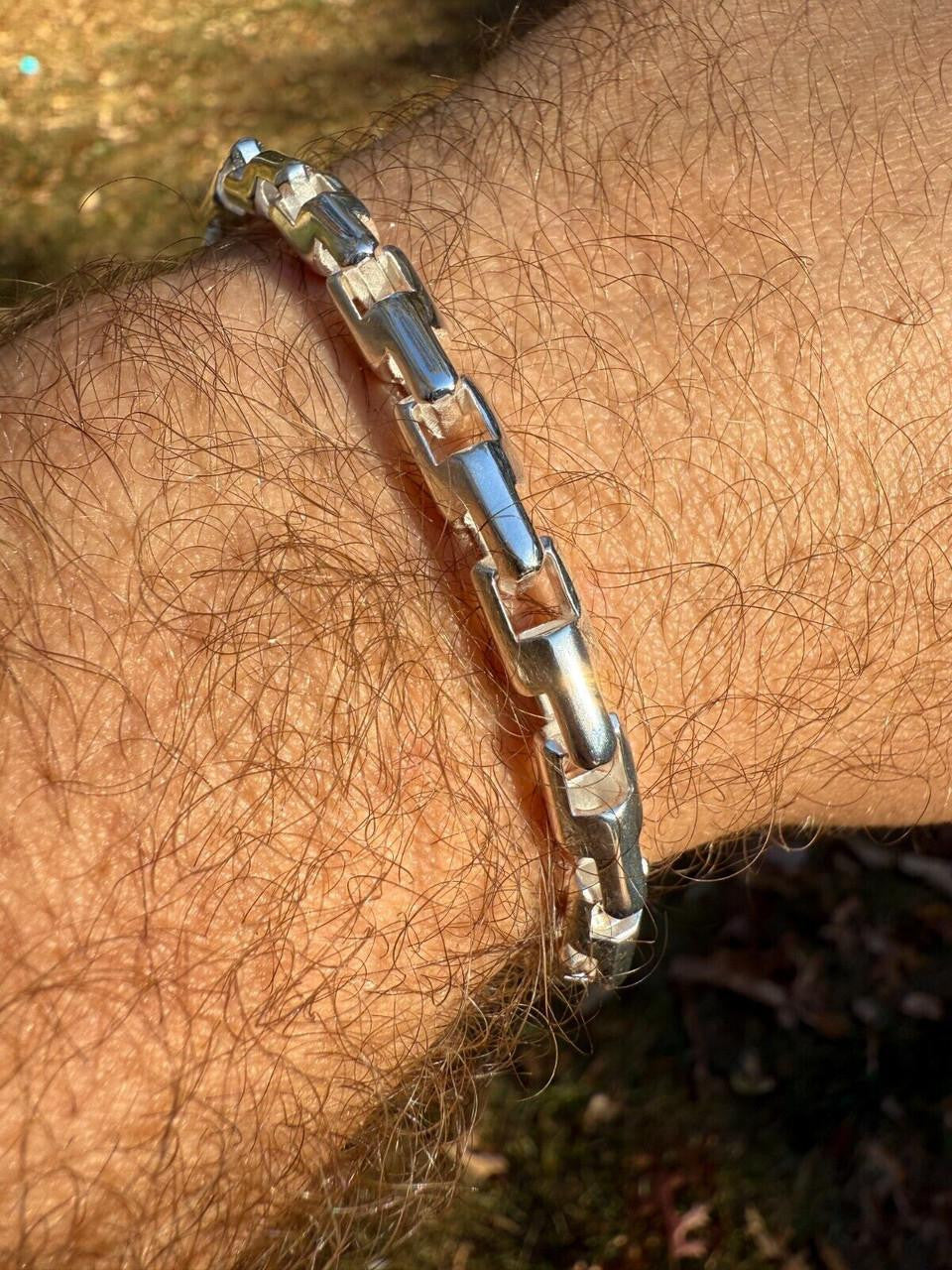 Bullet Rolo Chain Bracelet - 925 Sterling Silver - 7"-9" - 6mm