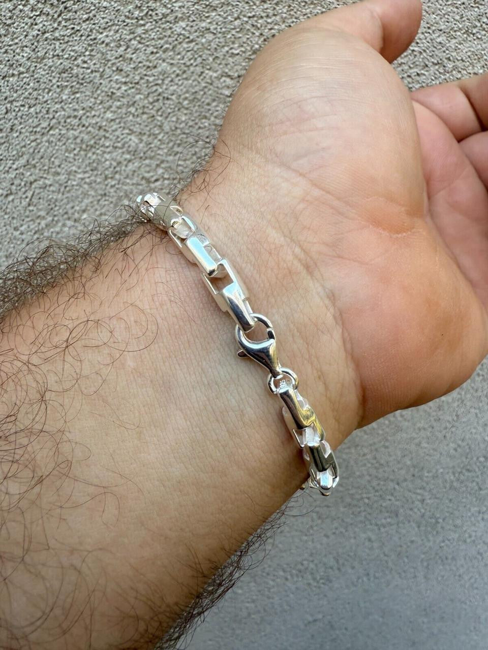 Bullet Rolo Chain Bracelet - 925 Sterling Silver - 7"-9" - 6mm