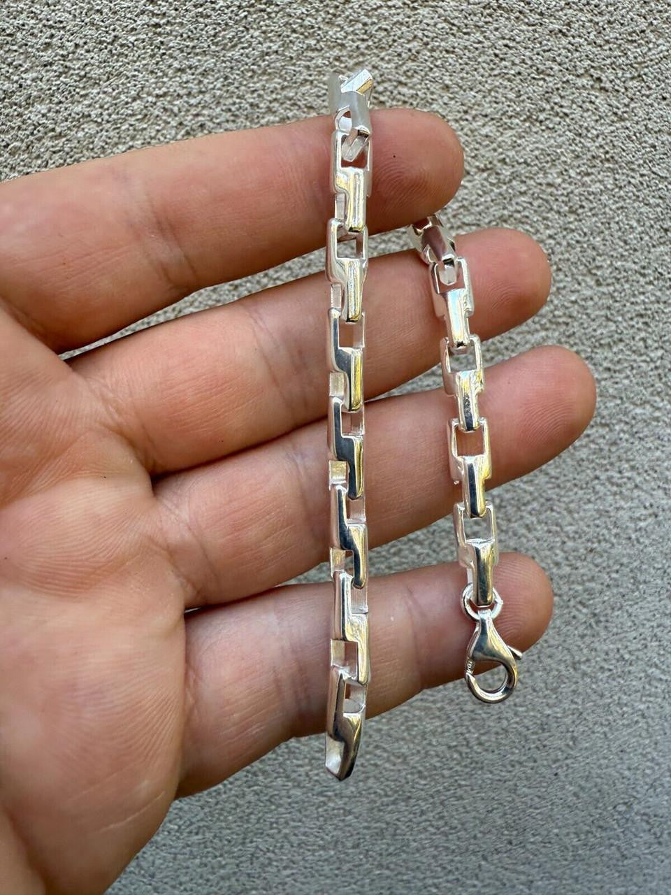 Bullet Rolo Chain Bracelet - 925 Sterling Silver - 7"-9" - 6mm