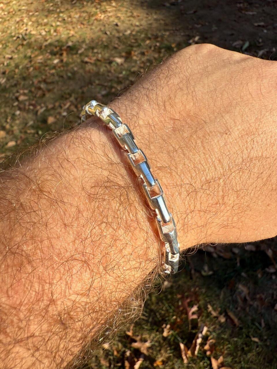 Bullet Rolo Chain Bracelet - 925 Sterling Silver - 7"-9" - 6mm