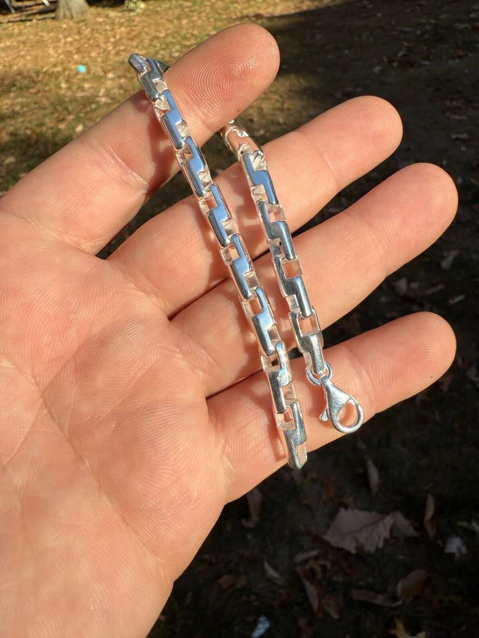 Bullet Rolo Chain Bracelet - 925 Sterling Silver - 7"-9" - 6mm