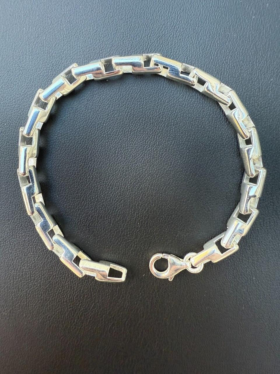 Bullet Rolo Chain Bracelet - 925 Sterling Silver - 7"-9" - 6mm