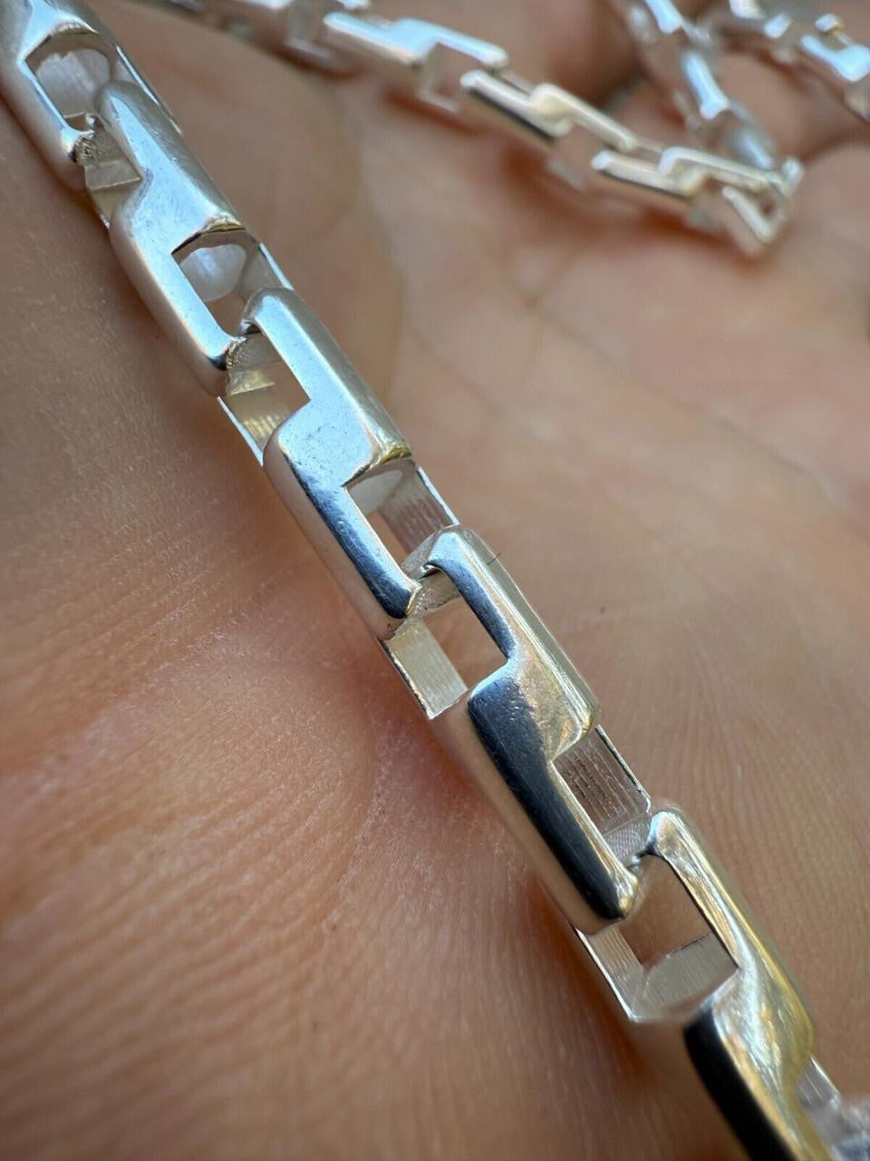 Bullet Rolo Chain Bracelet - 925 Sterling Silver - 7"-9" - 6mm