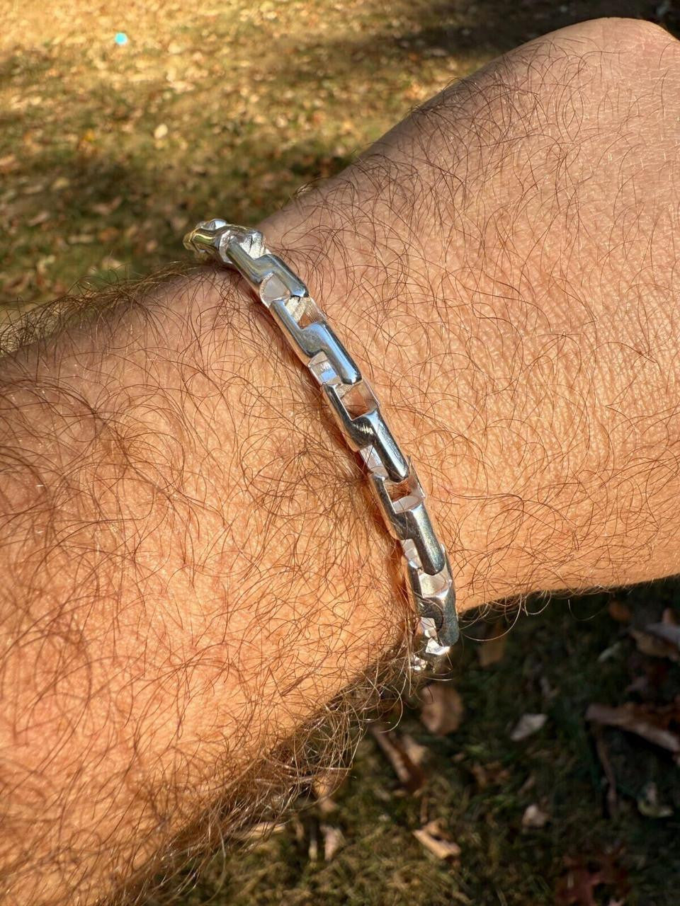 Bullet Rolo Chain Bracelet - 925 Sterling Silver - 7"-9" - 6mm