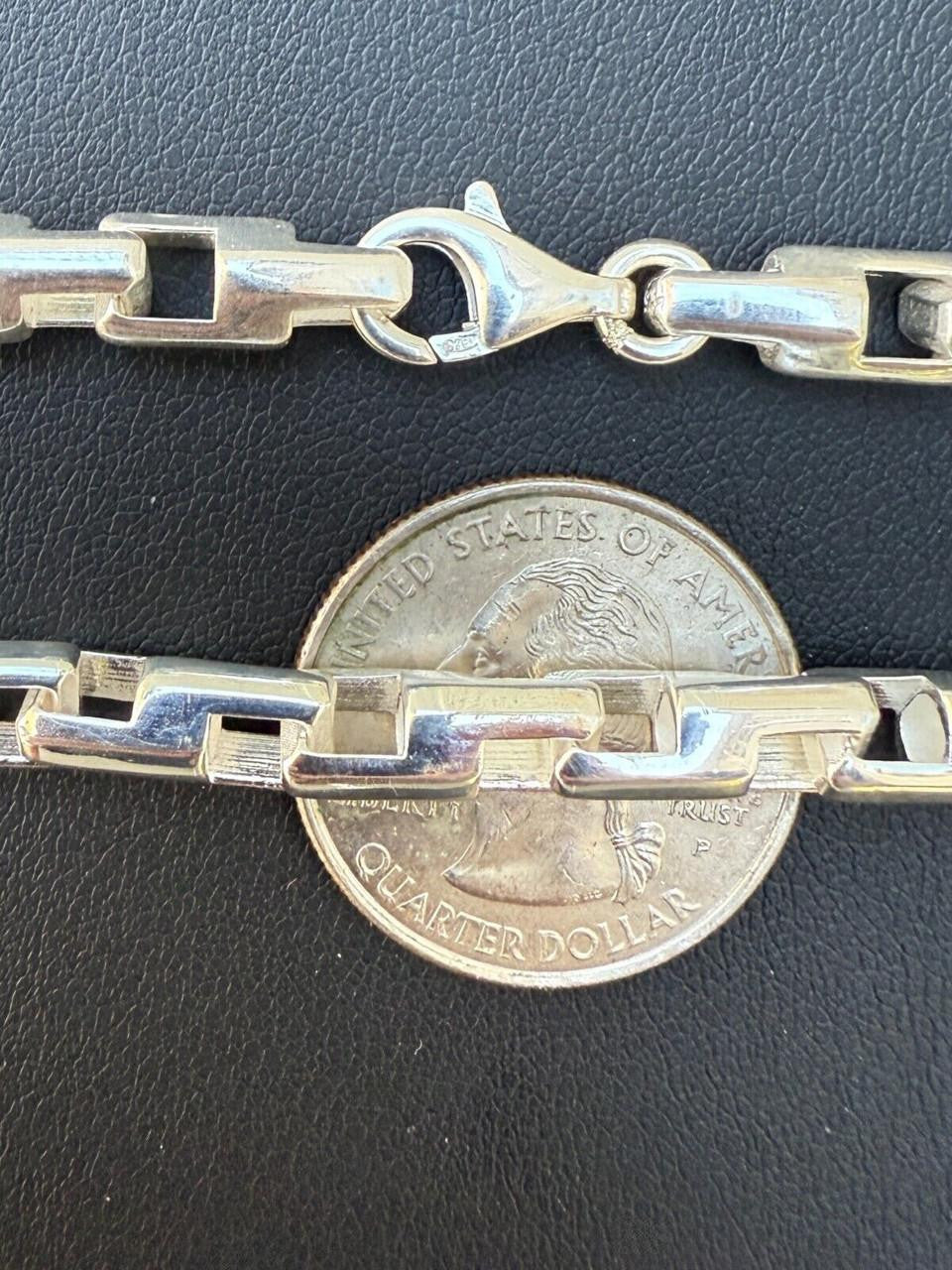 Bullet Rolo Chain Bracelet - 925 Sterling Silver - 7"-9" - 6mm