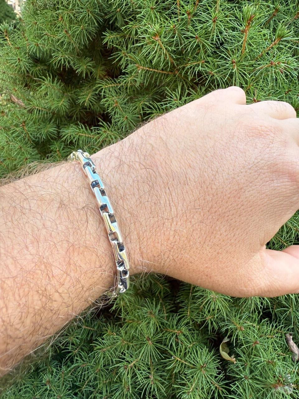 Bullet Rolo Chain Bracelet - Oxidized 925 Sterling Silver - 7"-9" - 6mm
