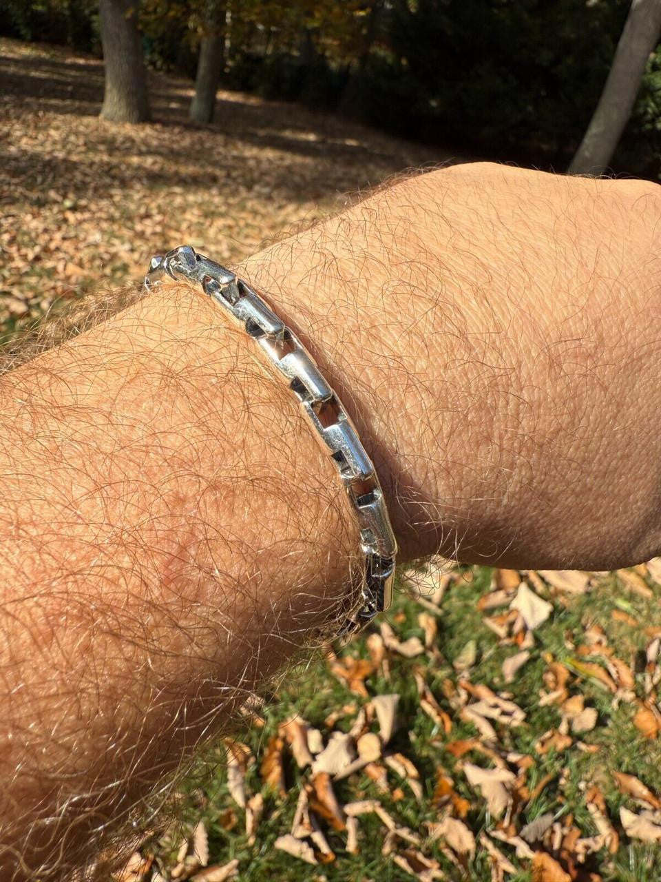 Bullet Rolo Chain Bracelet - Oxidized 925 Sterling Silver - 7"-9" - 6mm