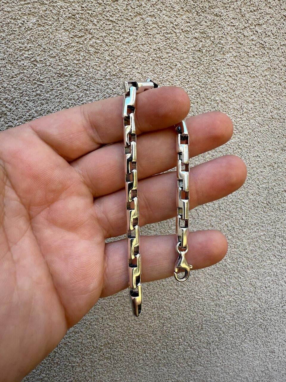 Bullet Rolo Chain Bracelet - Oxidized 925 Sterling Silver - 7"-9" - 6mm