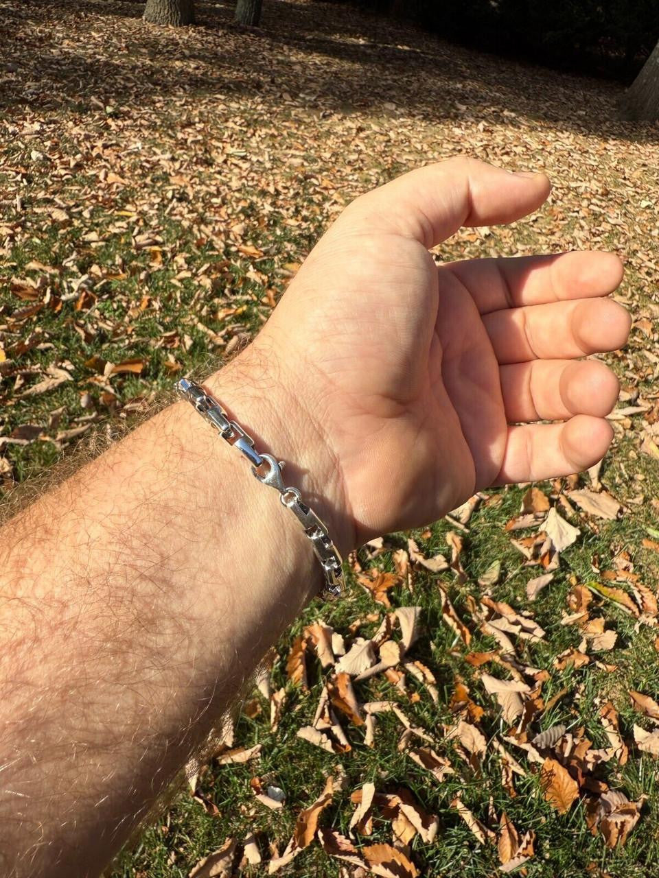 Bullet Rolo Chain Bracelet - Oxidized 925 Sterling Silver - 7"-9" - 6mm